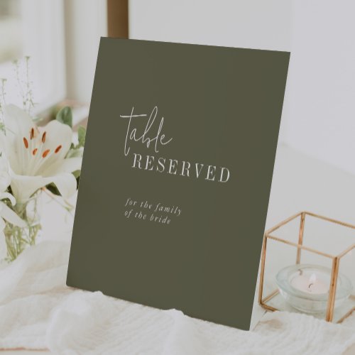 Modern Chic Olive Green Table Reserved Sign