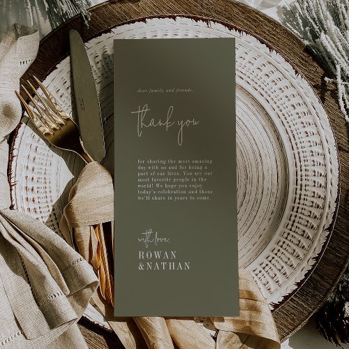 Modern Chic Olive Green Thank You Table Cards