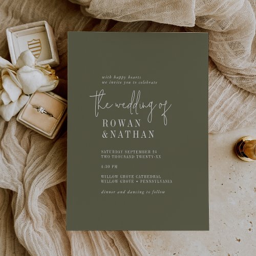 Modern Chic Olive Green The Wedding Of Invitation