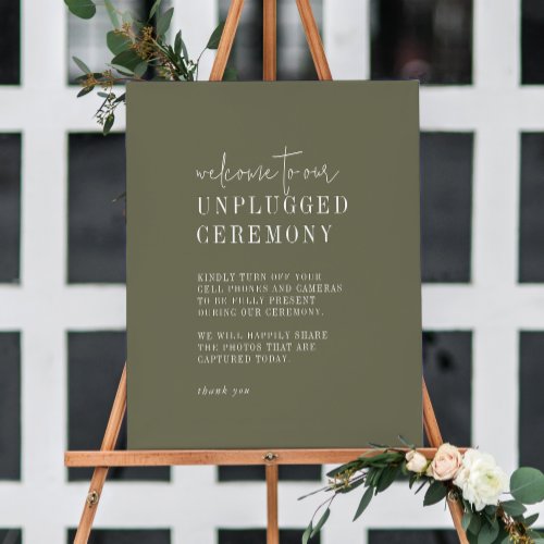 Modern Chic Olive Green Unplugged Ceremony Foam Board