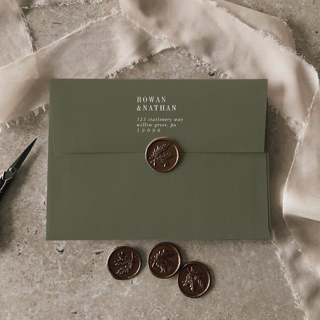Modern Chic Olive Green Wedding Envelopes (Creator Uploaded)