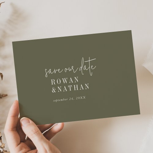 Modern Chic Olive Green Wedding Save The Date