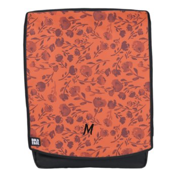 Modern Chic Orange Autumn Monogram Backpack by M_Blue_Designs at Zazzle