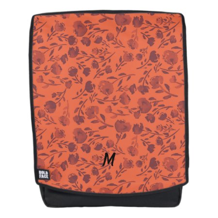 Modern Chic Orange Autumn Monogram Backpack