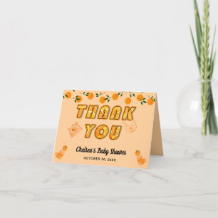 Modern Chic Orange Citrus-Themed Cute Baby Shower Thank You Card