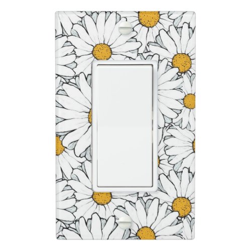 Modern Chic Ornate Daisy Floral Pattern Watercolor Light Switch Cover