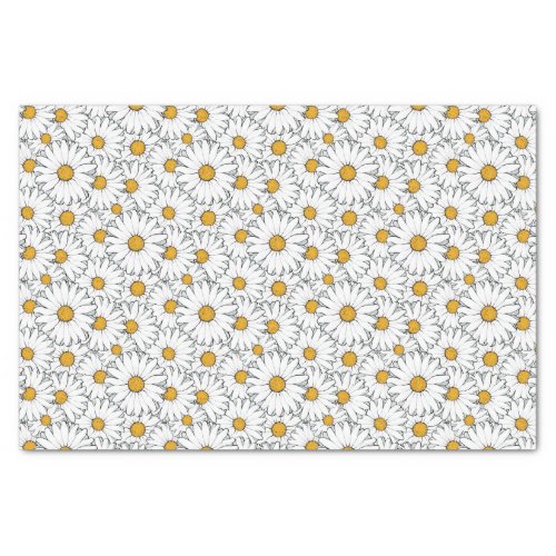 Modern Chic Ornate Daisy Floral Pattern Watercolor Tissue Paper