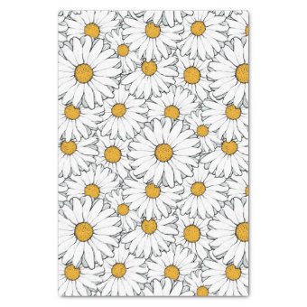 Modern Chic Ornate Daisy Floral Pattern Watercolor Tissue Paper | Zazzle
