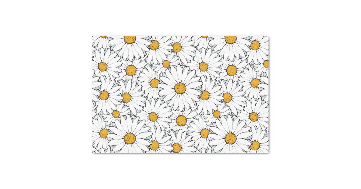 Modern Chic Ornate Daisy Floral Pattern Watercolor Tissue Paper | Zazzle