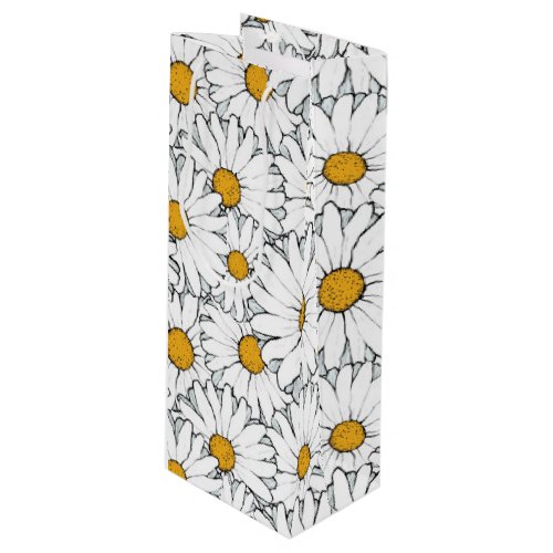 Modern Chic Ornate Daisy Floral Pattern Watercolor Wine Gift Bag
