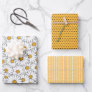 Modern Chic Ornate Daisy Floral Pattern Watercolor Wrapping Paper Sheets