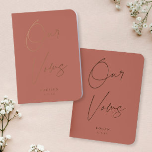 Modern Chic Our Vows Wedding Terracotta Rose Gold Foil Vow Books