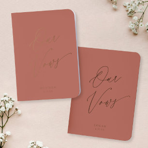 Modern Chic Our Vows Wedding Terracotta Rose Gold Foil Vow Books