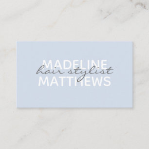 Modern Chic Pastel Blue Hair Stylist Script Name Business Card