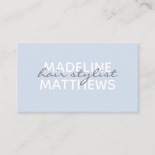 Modern Chic Pastel Blue Hair Stylist Script Name  Business Card