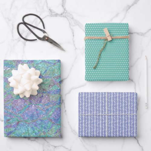 Modern Chic Pastel Colors Marble Mosaic Pattern Wrapping Paper Sheets