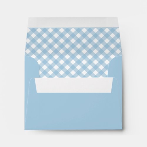 Modern Chic Pastel Dusty Blue Plaid Gingham Envelope