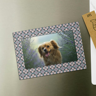 Modern Chic Pastel Geometric Floral Flower Pattern Magnetic Frame