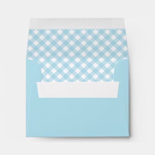 Modern Chic Pastel Light Baby Blue Plaid Gingham Envelope