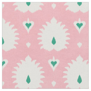 Modern chic pastel pink green ikat pattern fabric