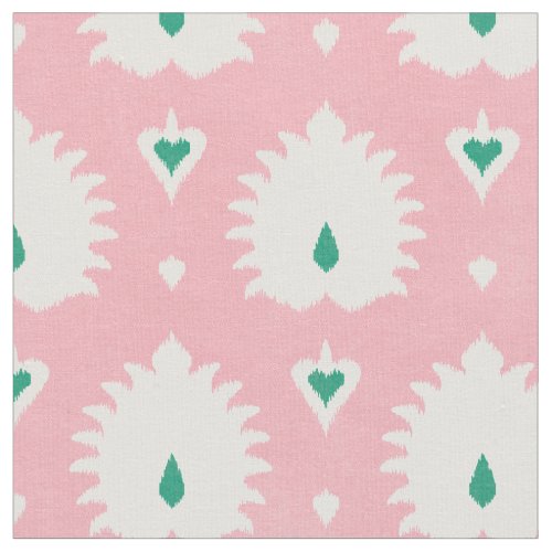 Modern chic pastel pink green ikat pattern fabric