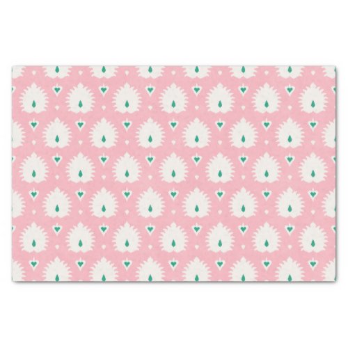 Modern chic pastel pink green ikat pattern tissue paper