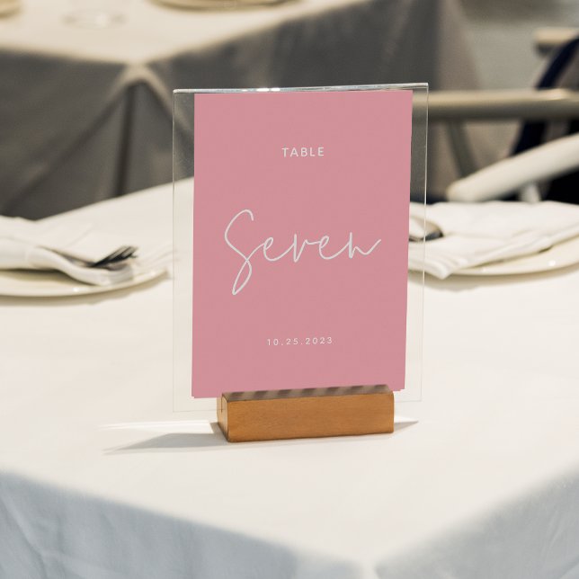 Modern Chic Pastel Pink Handwritten Script Wedding Table Number (Creator Uploaded)