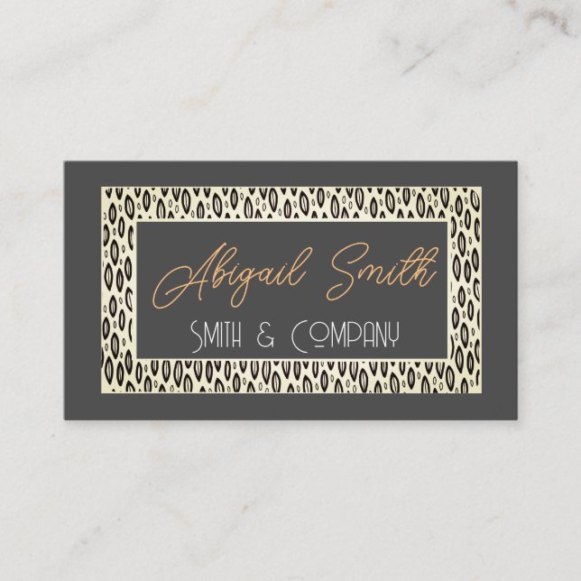 modern chic patterned charcoal gray  business card (Front)