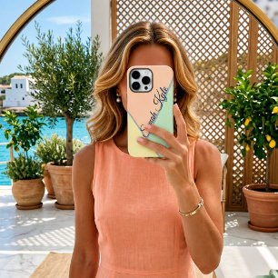 Modern Chic Peach Blush Mint Yellow Custom Name iPhone 16 Pro Max Case