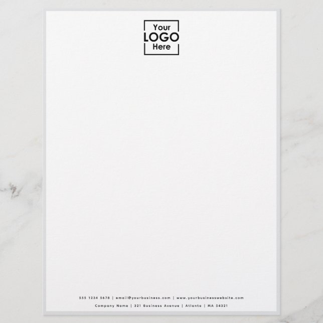 Modern Chic Personalized Business Logo White Gray Letterhead (Front)