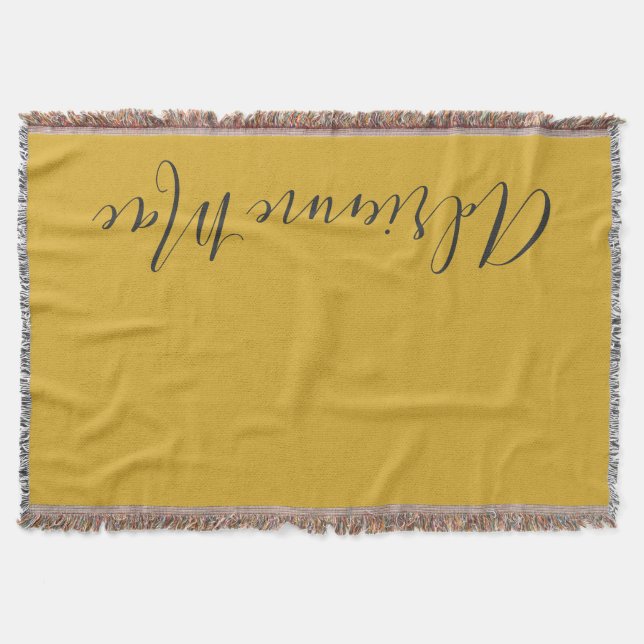 Modern Chic Personalized Gold & Gray Throw Blanket (Front)