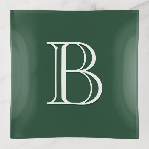 Modern Chic Personalized Monogram Initial Green Trinket Tray