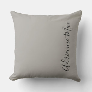 Modern Chic Personalized Name Minimalist Gray Throw Pillow