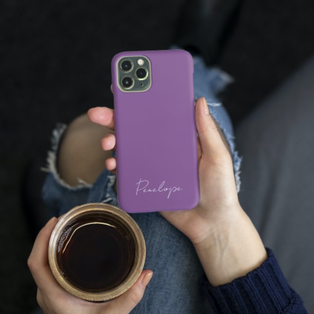 Modern Chic Personalized name script Dusky Purple  Case-Mate iPhone Case (Creator Uploaded)