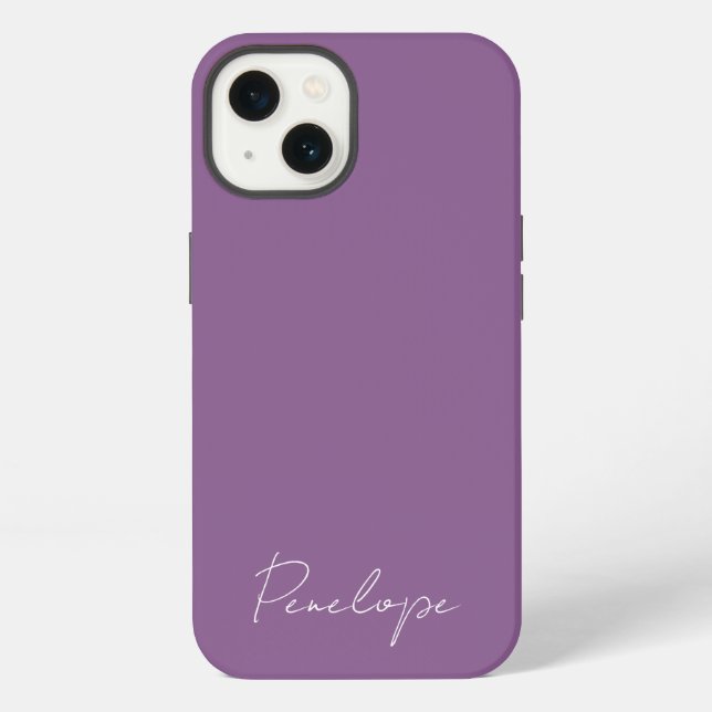Modern Chic Personalized name script Dusky Purple  Iphone Case (Back)