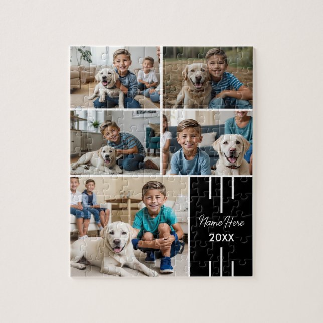 Modern Chic Pet Photo Collage Jigsaw Puzzle (Vertical)