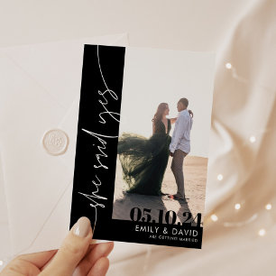 Modern Chic Photo Black and White Save The Date