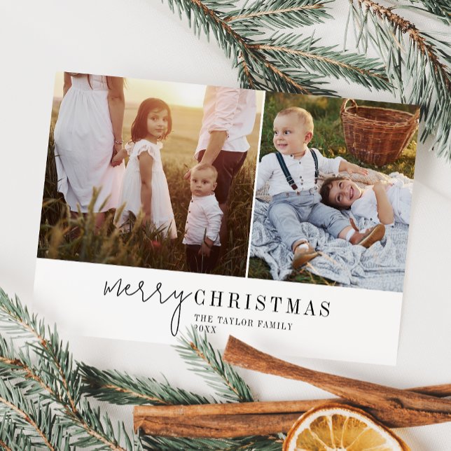 Modern Chic Photo Collage Christmas Holiday Card (Creator Uploaded)