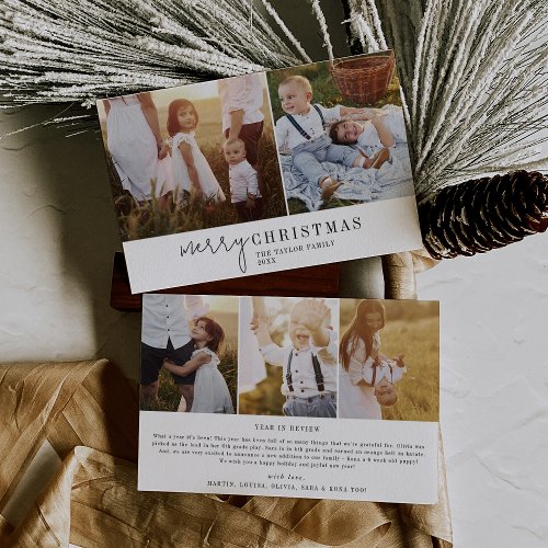 Modern Chic Photo Collage Christmas Newsletter Holiday Card