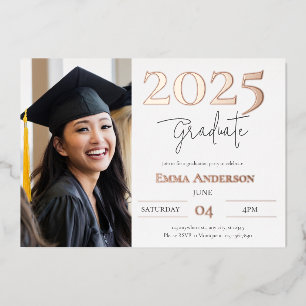 Modern Chic Photo Graduation Foil Invitation