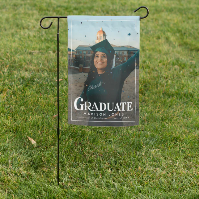 Modern Chic Photo Graduation Garden Flag | Zazzle
