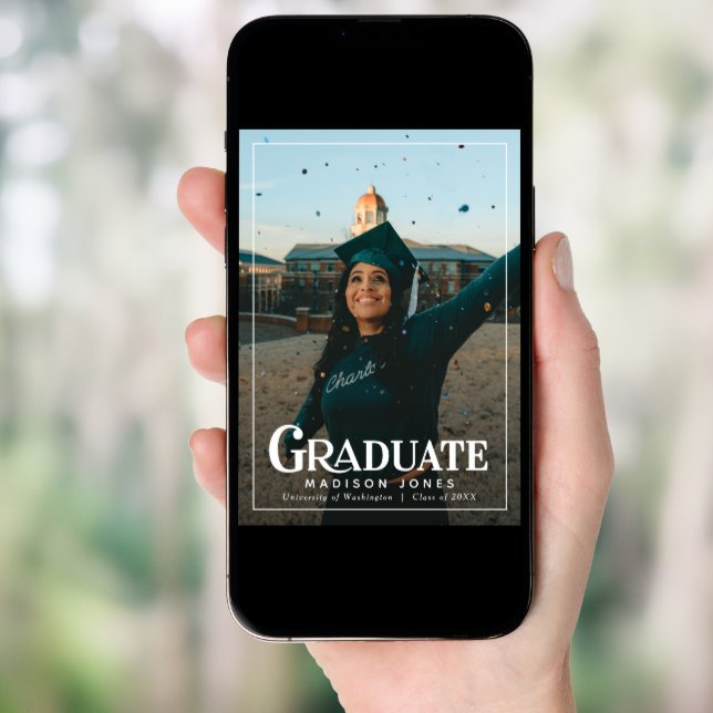 Modern Chic Photo Graduation Party  Invitation (Front Digital)