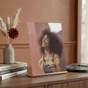 Modern Chic Photo Graduation Party  Pedestal Sign