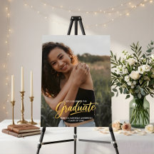 Modern Chic Photo Graduation Party Welcome Sign