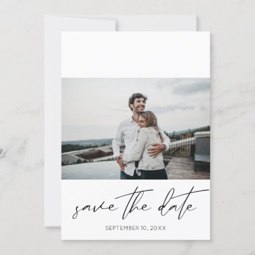 Modern Chic Photo Landscape Save the Date White Invitation | Zazzle