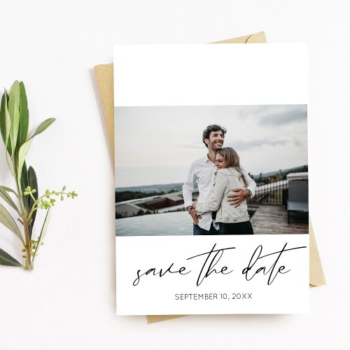 Modern Chic Photo Landscape Save the Date White Invitation