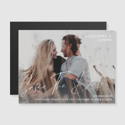 Modern Chic Photo Long Date Save the Date Magnet 2