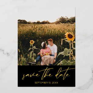 Modern Chic Photo Vertical Save the Date Foil Invitation