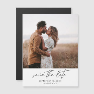 Modern Chic Photo Vertical W Save the Date Magnet