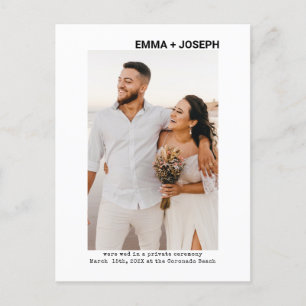 Modern chic Photo Wedding eloped Announcement Card